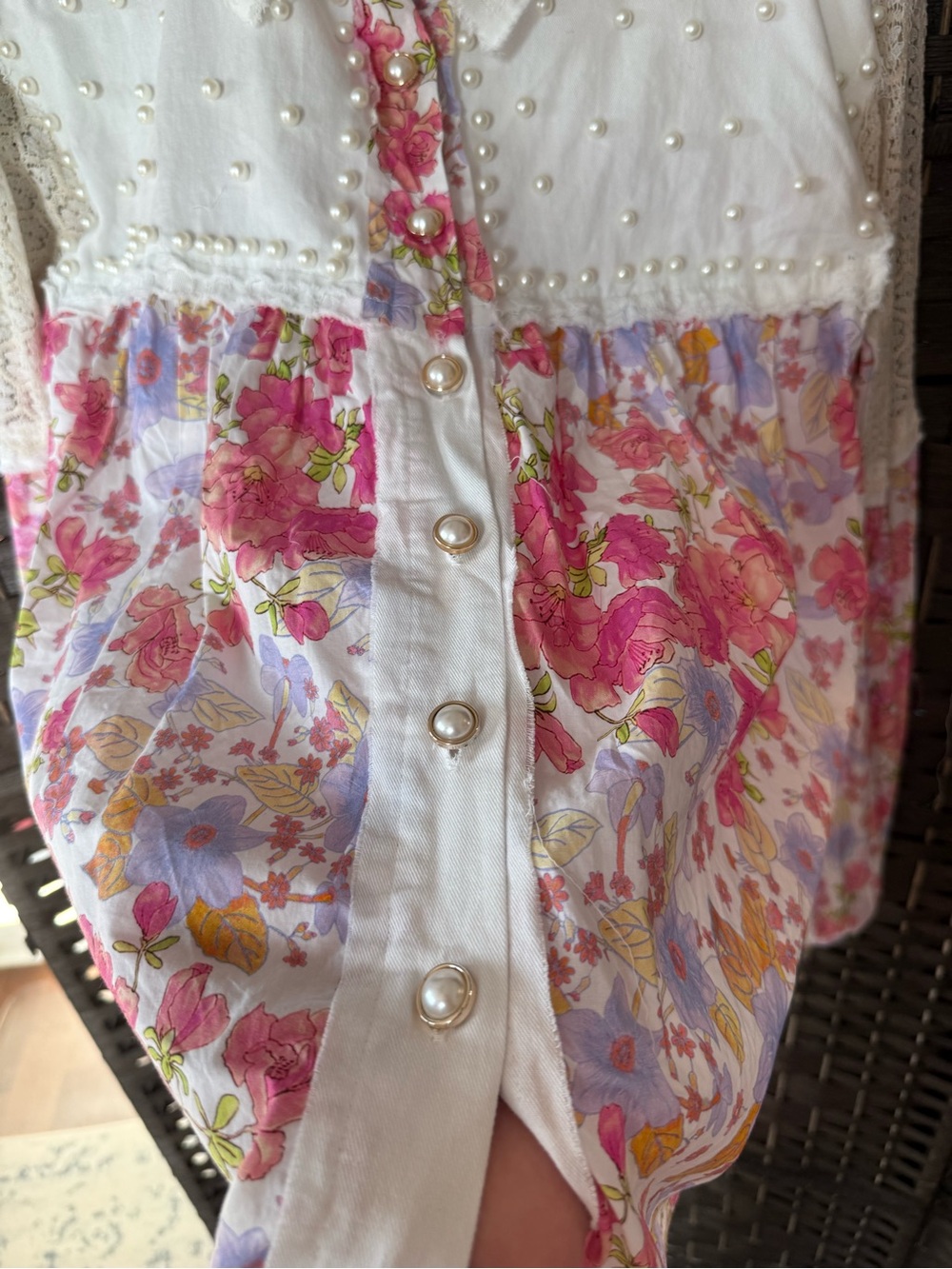 *NEW*Sz L*POL* Pearls Please Floral & Lace Shacket - Picture 2 of 5
